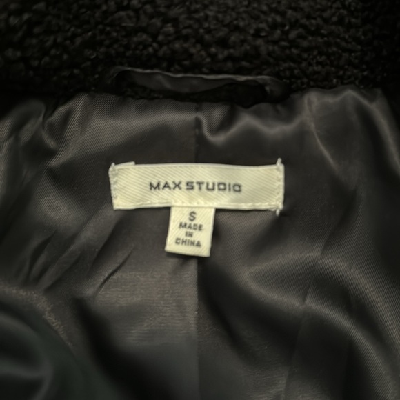 Max Studio Faux Fur Shearling Military/Moto Jacket - Picture 5 of 7